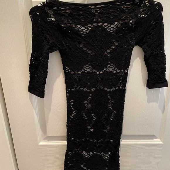 XS S Free People Medallion Bodycon Crochet Dress black and white - Picture 6 of 9